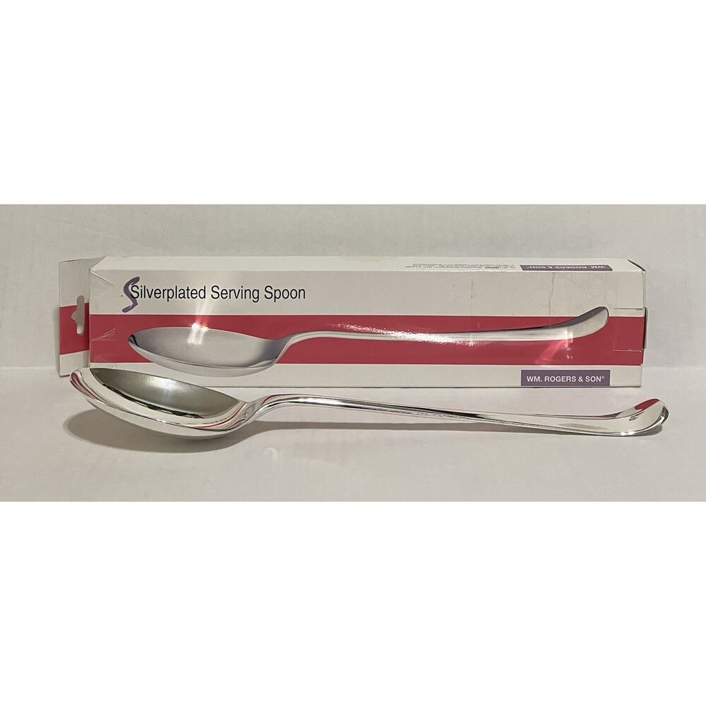 Vintage Wm. Rogers and Son Silver Plated Serving Spoon 12.625” No. 001180055 NOB